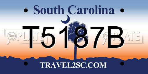 T5187B South Carolina License Plate
