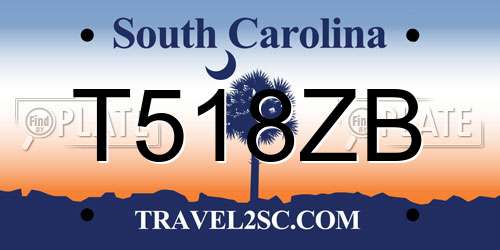 T518ZB South Carolina License Plate