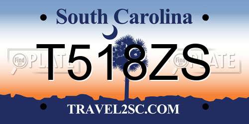 T518ZS South Carolina License Plate