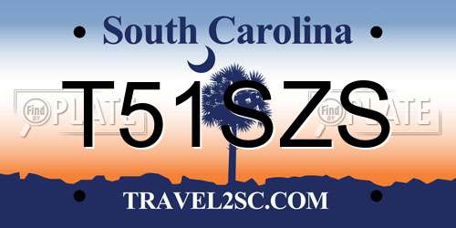 T51SZS South Carolina License Plate