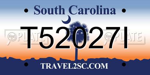 T52027I South Carolina License Plate