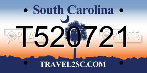 T520721 South Carolina License Plate