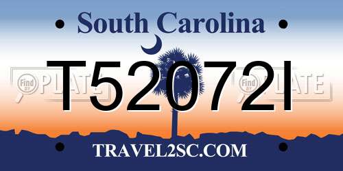 T52072I South Carolina License Plate