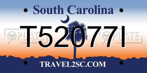 T52077I South Carolina License Plate