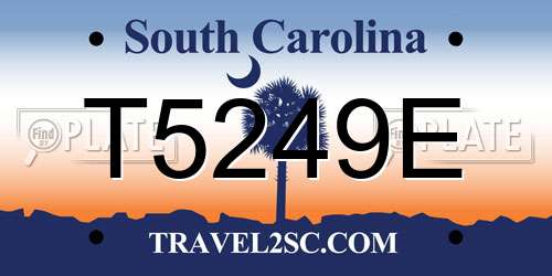 T5249E South Carolina License Plate