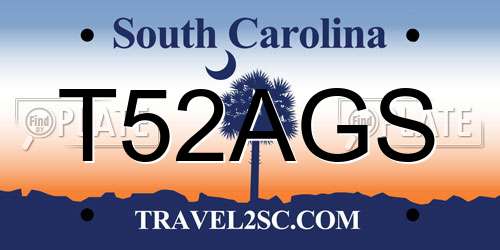 T52AGS South Carolina License Plate