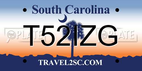 T52IZG South Carolina License Plate