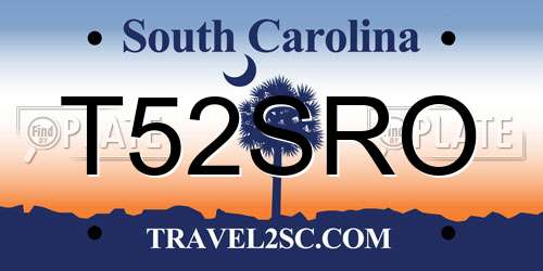 T52SRO South Carolina License Plate