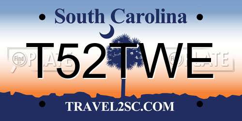 T52TWE South Carolina License Plate