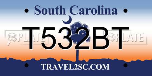 T532BT South Carolina License Plate