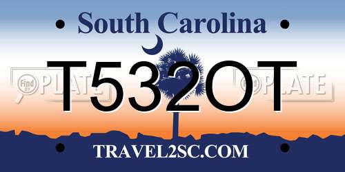 T532OT South Carolina License Plate