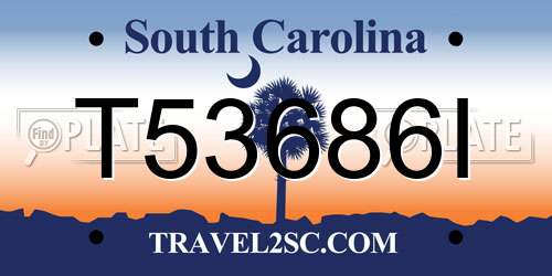 T53686I South Carolina License Plate
