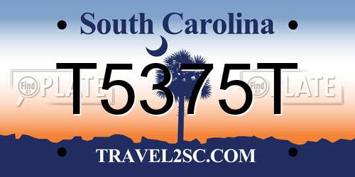T5375T South Carolina License Plate