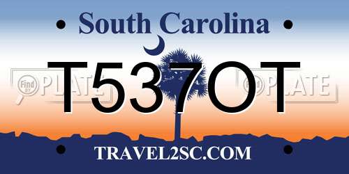 T537OT South Carolina License Plate