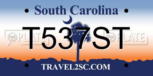 T537ST South Carolina License Plate