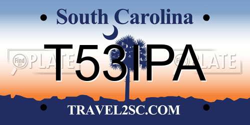 T53IPA South Carolina License Plate