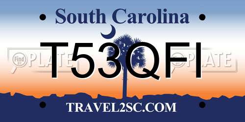 T53QFI South Carolina License Plate