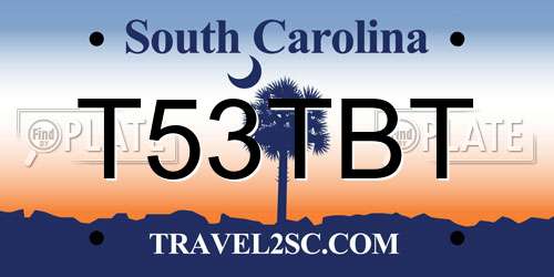 T53TBT South Carolina License Plate