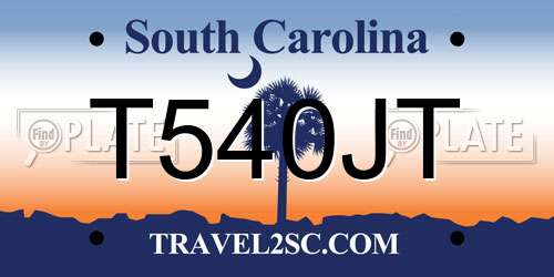 T540JT South Carolina License Plate