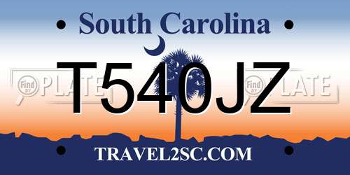 T540JZ South Carolina License Plate