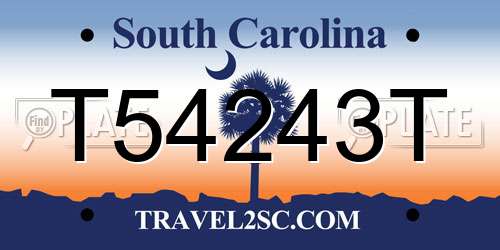 T54243T South Carolina License Plate