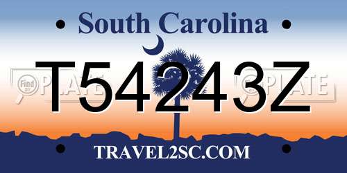 T54243Z South Carolina License Plate