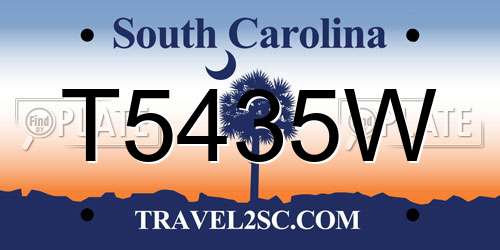 T5435W South Carolina License Plate