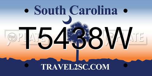 T5438W South Carolina License Plate
