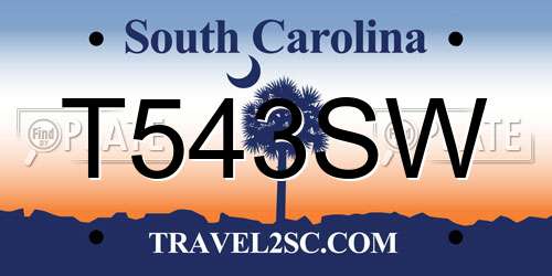 T543SW South Carolina License Plate