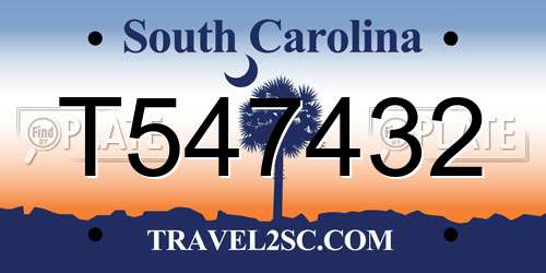 T547432 South Carolina License Plate