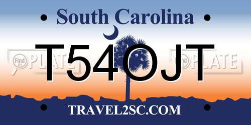 T54OJT South Carolina License Plate