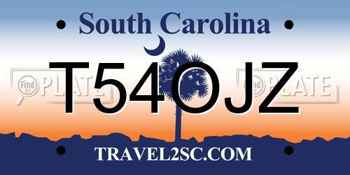 T54OJZ South Carolina License Plate