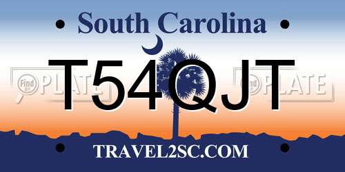 T54QJT South Carolina License Plate