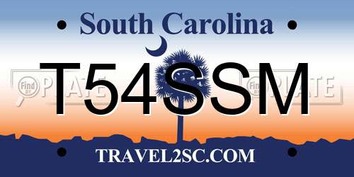 T54SSM South Carolina License Plate