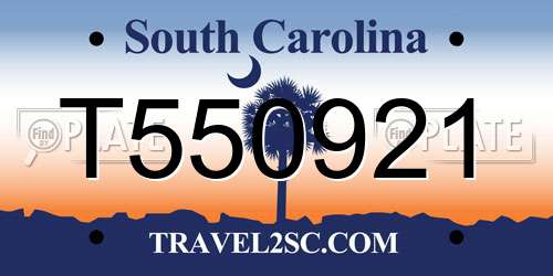 T550921 South Carolina License Plate