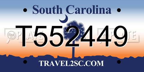 T552449 South Carolina License Plate