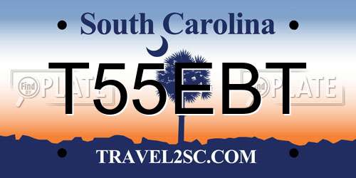 T55EBT South Carolina License Plate
