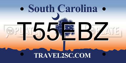 T55EBZ South Carolina License Plate