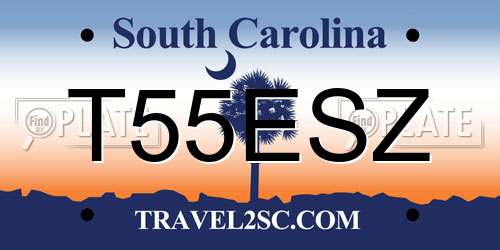 T55ESZ South Carolina License Plate