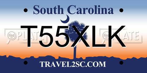 T55XLK South Carolina License Plate