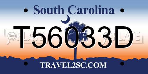 T56033D South Carolina License Plate