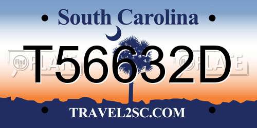 T56632D South Carolina License Plate