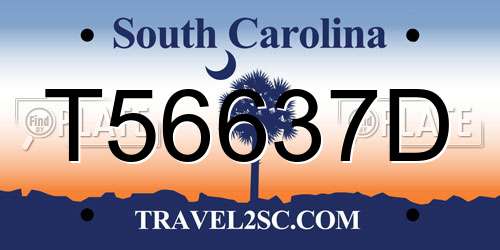 T56637D South Carolina License Plate