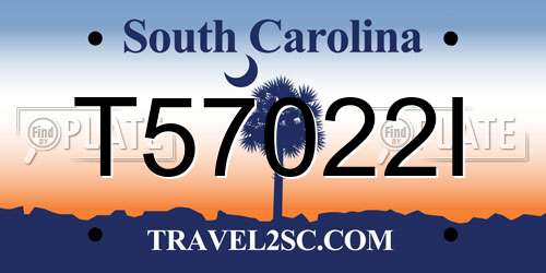 T57022I South Carolina License Plate