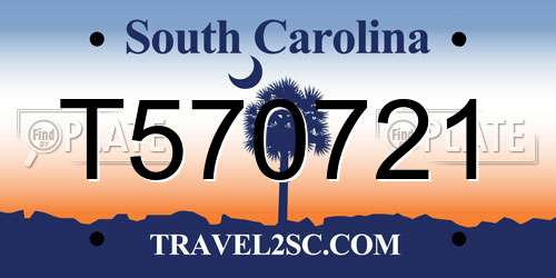 T570721 South Carolina License Plate