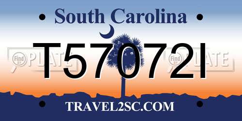 T57072I South Carolina License Plate