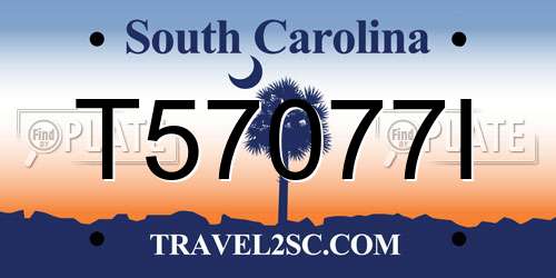 T57077I South Carolina License Plate