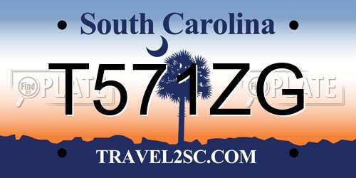T571ZG South Carolina License Plate