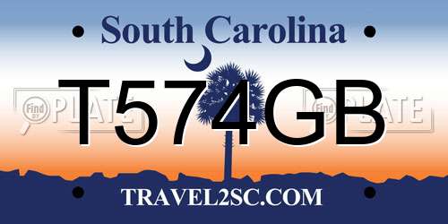 T574GB South Carolina License Plate