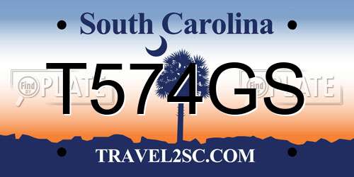 T574GS South Carolina License Plate